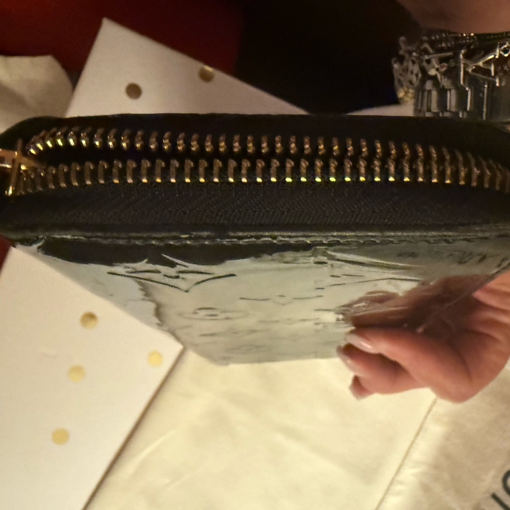 Louis Vuitton Black Wallet with Brass Zipper
